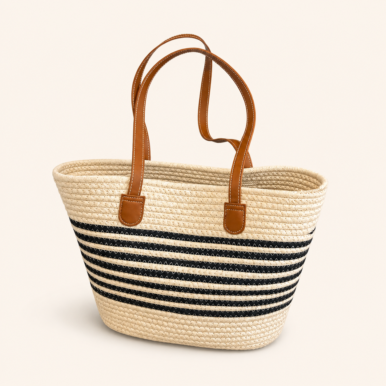 Women's Simple Woven Shoulder Tote Bag, Large Spring Straw-Style Canvas Handbag