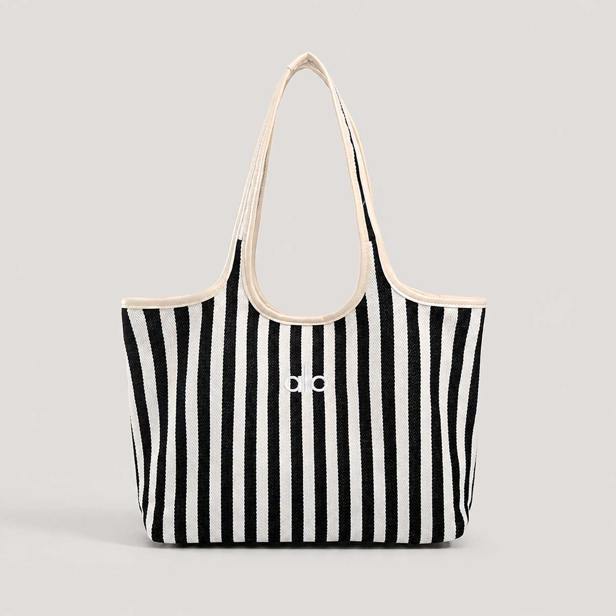 Cross-Border Women's New Artistic Tote Bag, Striped Large Capacity Shoulder Bag, Canvas Commuter Handbag