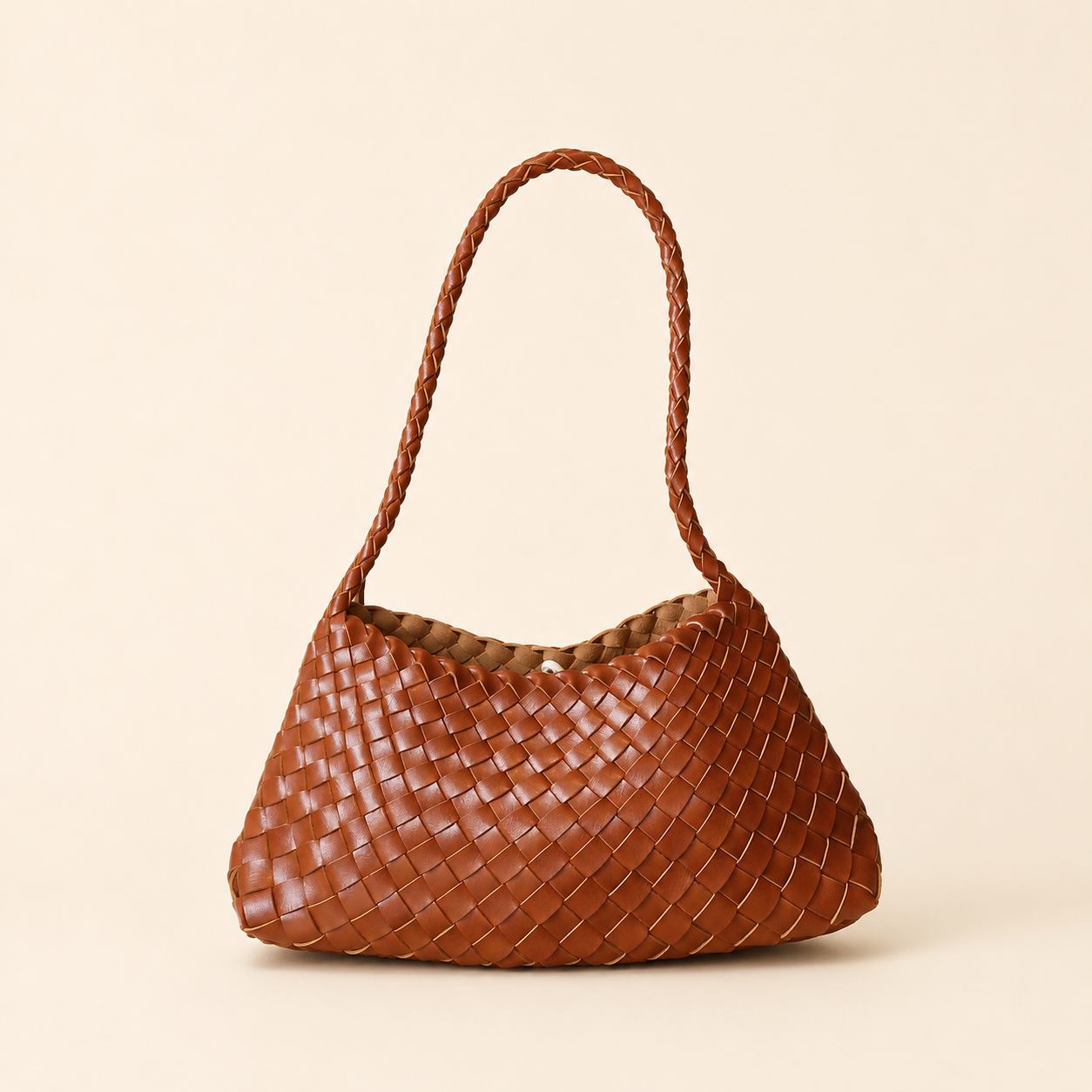 French Vintage Genuine Leather Hand-Woven Dumpling Bag Women's Luxury Niche Retro Underarm Bag Shoulder Handbag