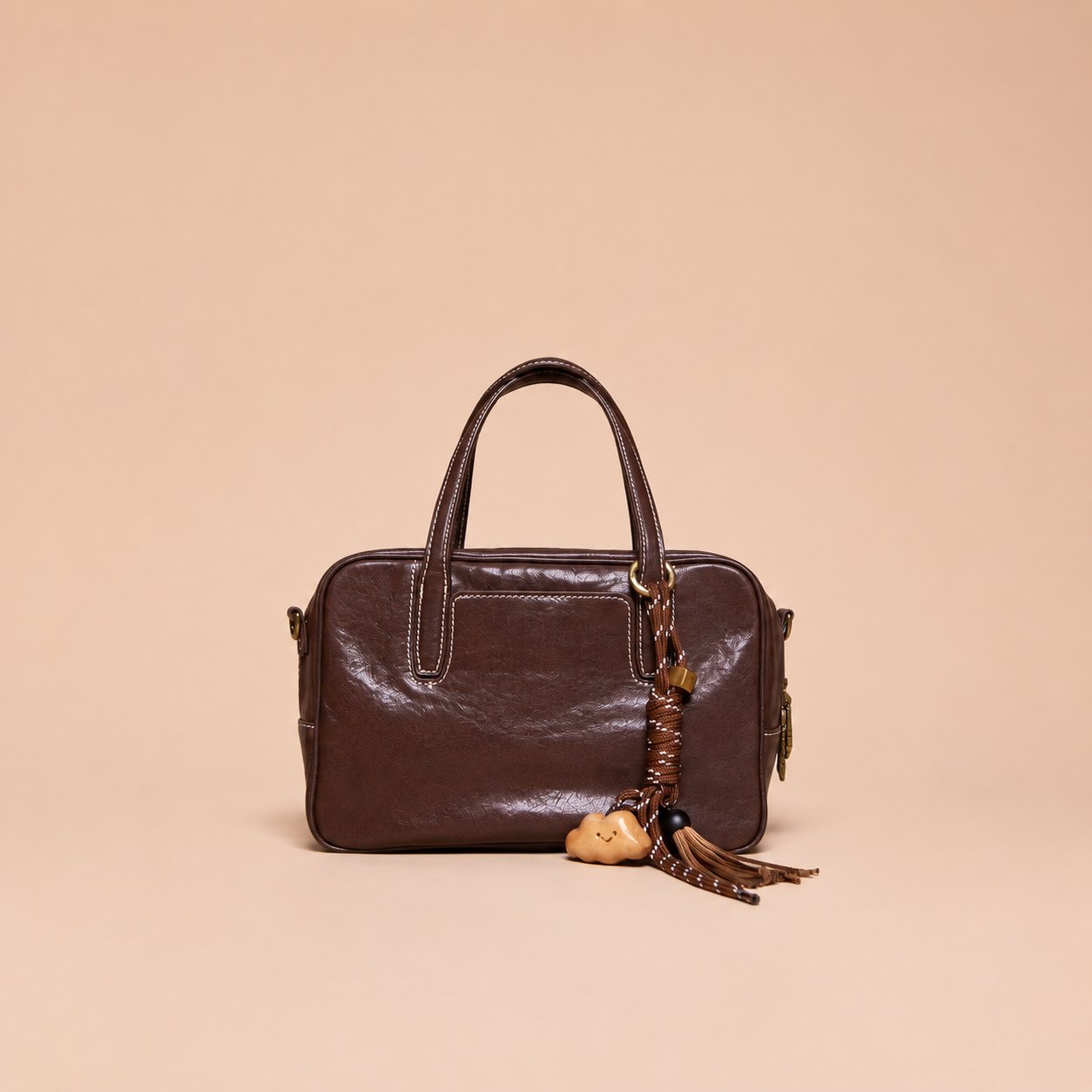 HERBAL HEAVEN Vegetable-Tanned Leather Boston Bag for Women, Zhao Zhaoyi Style Urban Minimalist Small Square Handbag