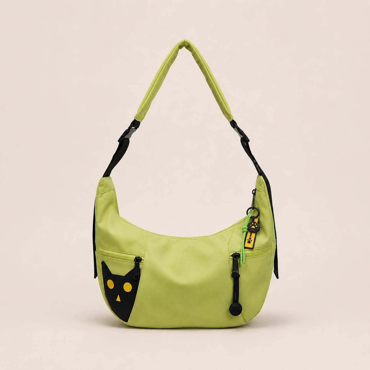Autumn/Winter Large Capacity Commuter Tote Bag For Women 2025 New Cute Cat Wide Strap Shoulder Crossbody Dumpling Bag