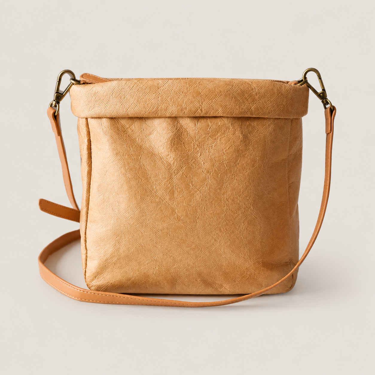 Minimalist DuPont Paper Waterproof Kraft Paper Crossbody Bag for DJI Pocket 3, Small Square Vintage Japanese Style Pleated Bag for Women