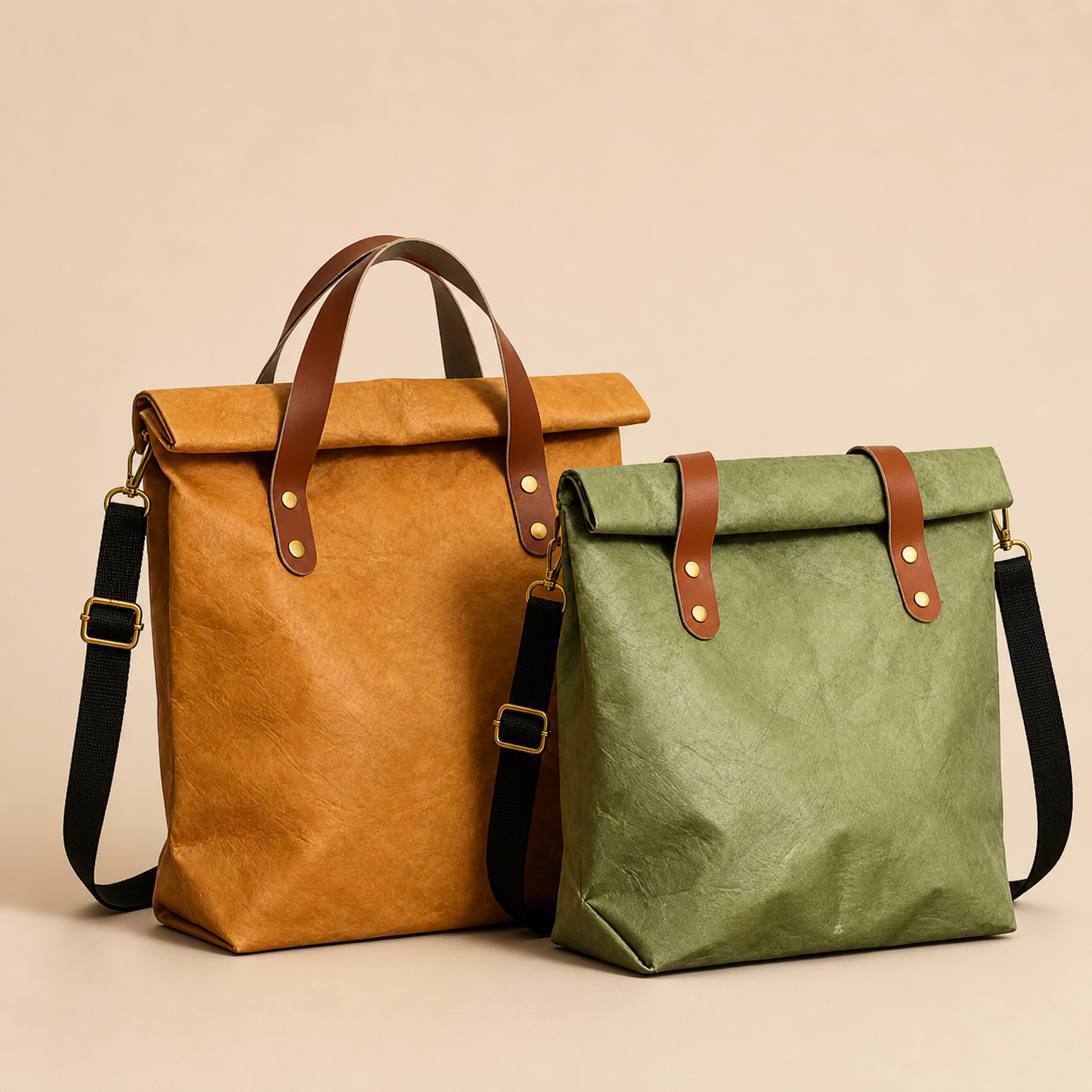 Tyvek Roll-Top Commuter Bag, Waterproof Wear-Resistant Kraft Paper Tote with Custom Logo Option - Thumbnail 3