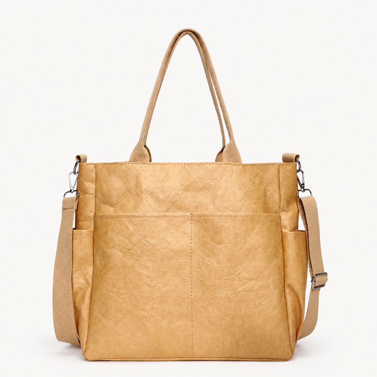 Large-Capacity Washed Tyvek Tote Bag, Custom Logo Canvas-Style Shoulder Bag for Commuting