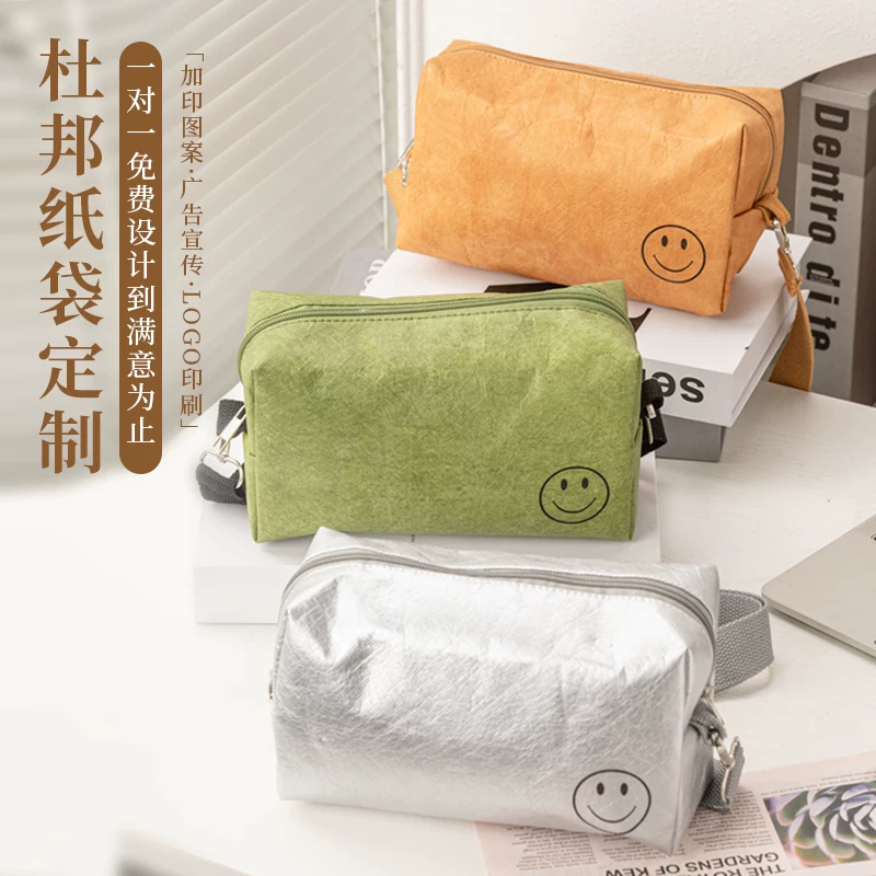 Custom Logo Waterproof Washable Tyvek Mini Shoulder Crossbody Bag with Kraft Paper Look - Thumbnail 2