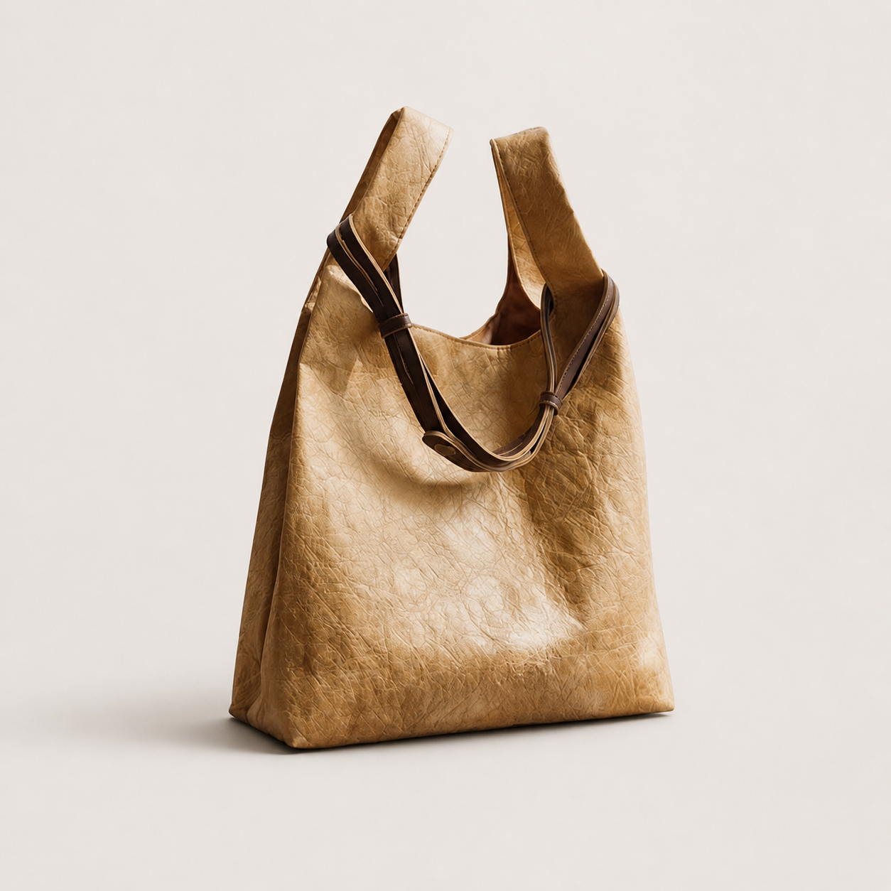 Niche Pleated Tyvek Shoulder Bag, Waterproof Tear-Resistant Large-Capacity Kraft Lunch Tote
