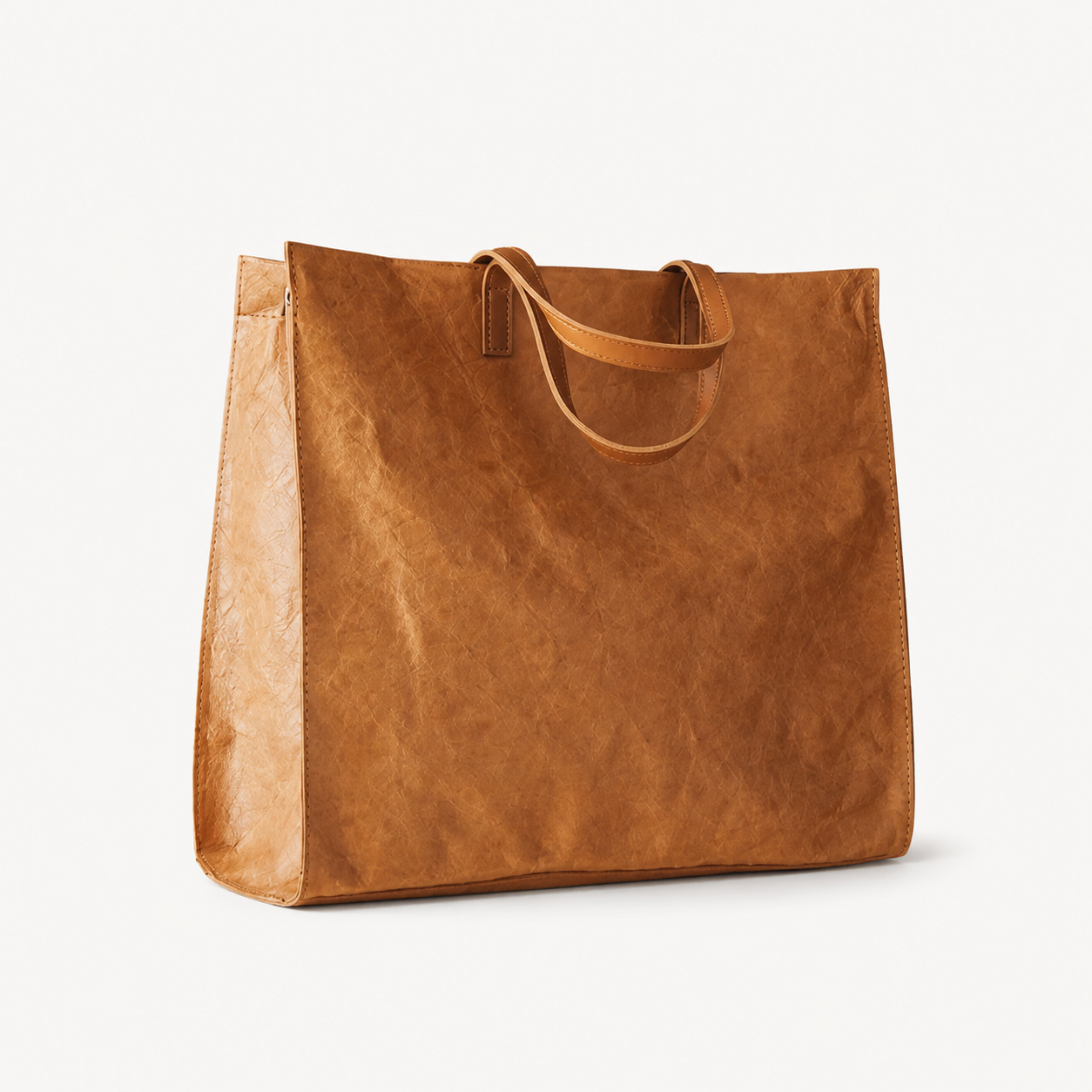 Vintage Pleated Washable Waterproof Kraft Tyvek Laptop Tote, Unisex Shoulder Crossbody Bag