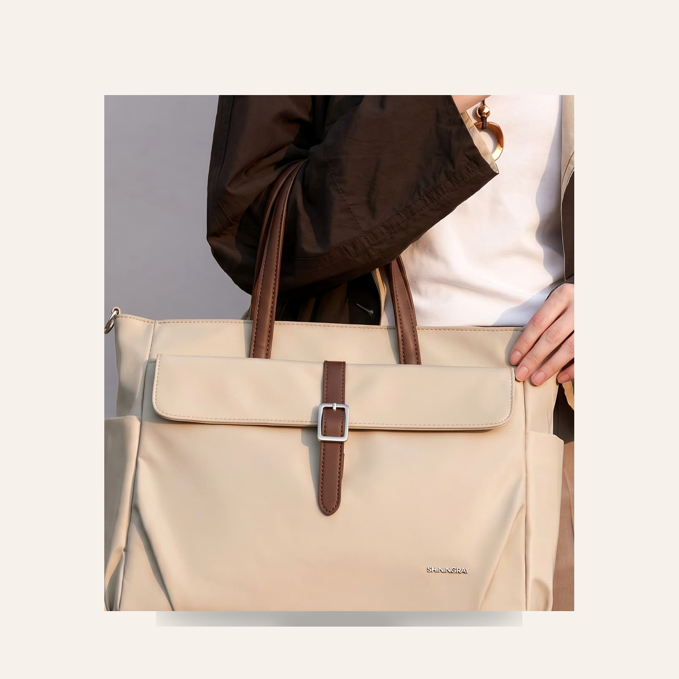 Shouldcat Large Capacity Nylon Tote Bag For Women - Autumn/Winter Oxford Cloth Commuter Bag, Casual Handbag, Shoulder & Crossbody Bag - Thumbnail 5