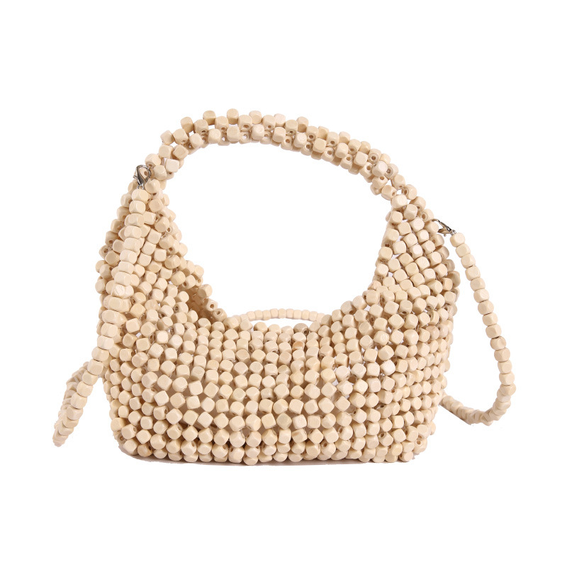 Cross-Border Niche Summer Woven Bag For Women New French Style Hobo Bag Luxury Beaded Dumpling Crossbody Handbag - Thumbnail 6