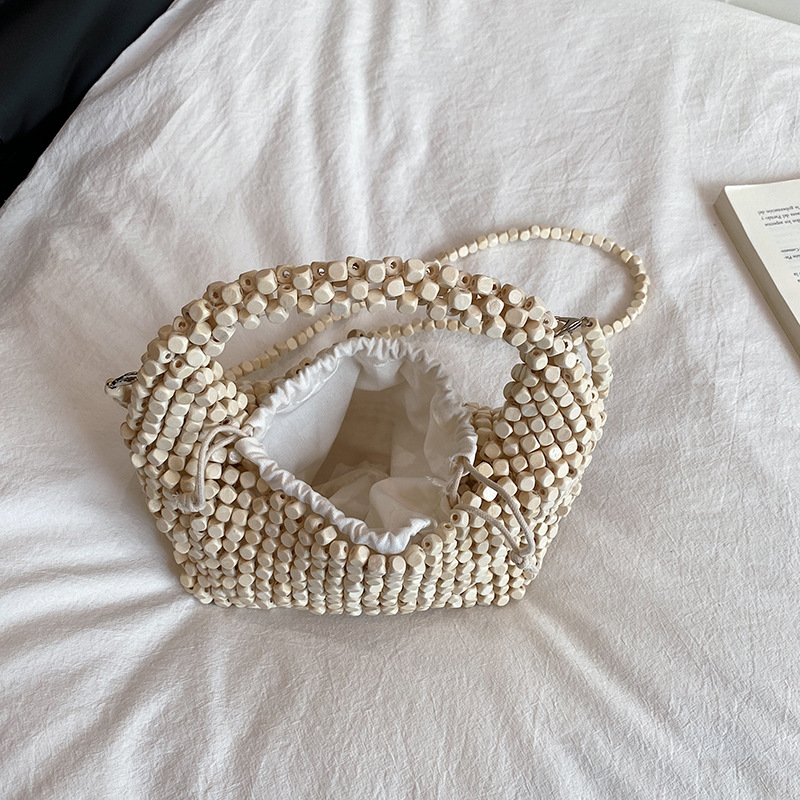Cross-Border Niche Summer Woven Bag For Women New French Style Hobo Bag Luxury Beaded Dumpling Crossbody Handbag - Thumbnail 4