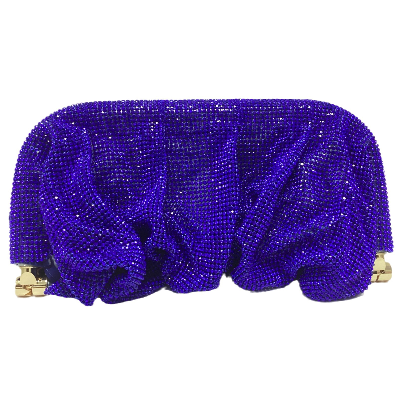 French Style Rhinestone Sparkling Diamond Cloud Dumpling Evening Bag Pleated Chain Crossbody Handbag For Women - Thumbnail 3