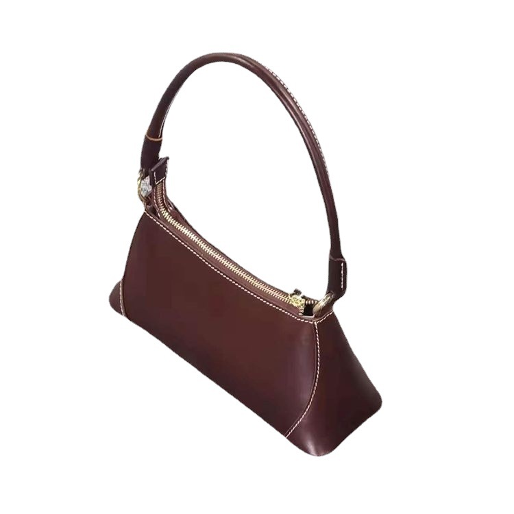 New Italian Top Grain Cowhide Women's Bag Business Underarm Bag Fashion Baguette Handbag Vintage Vegetable Tanned - Thumbnail 5