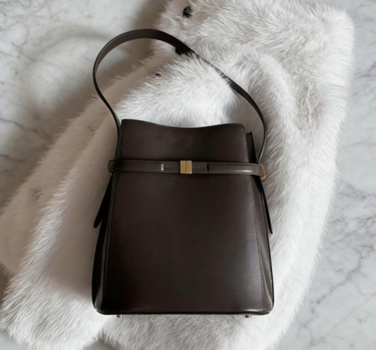 New Cross-Border Bucket Bag, Swedish Italian Cowhide Leather Minimalist Versatile Women's Handbag & Shoulder Bag For Summer - Thumbnail 6