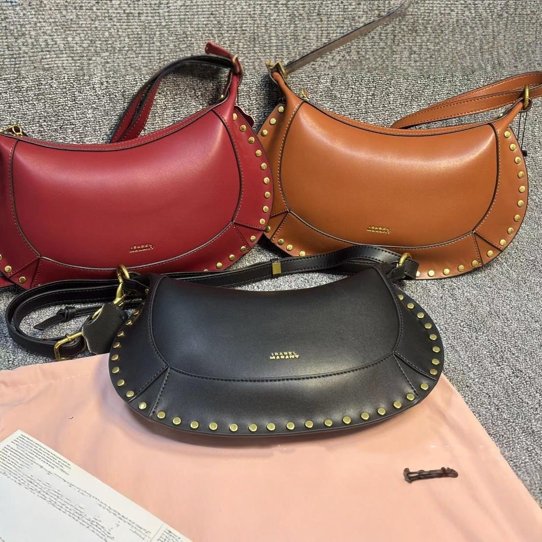 Cross-Border Niche Design Retro French Studded Crescent Bag For Women, New Fashion Versatile Shoulder And Crossbody Bag