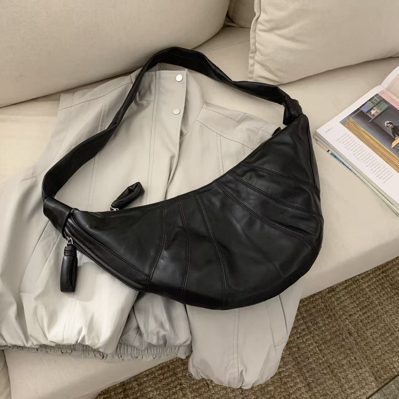 Lambskin Hobo Shoulder Bag
