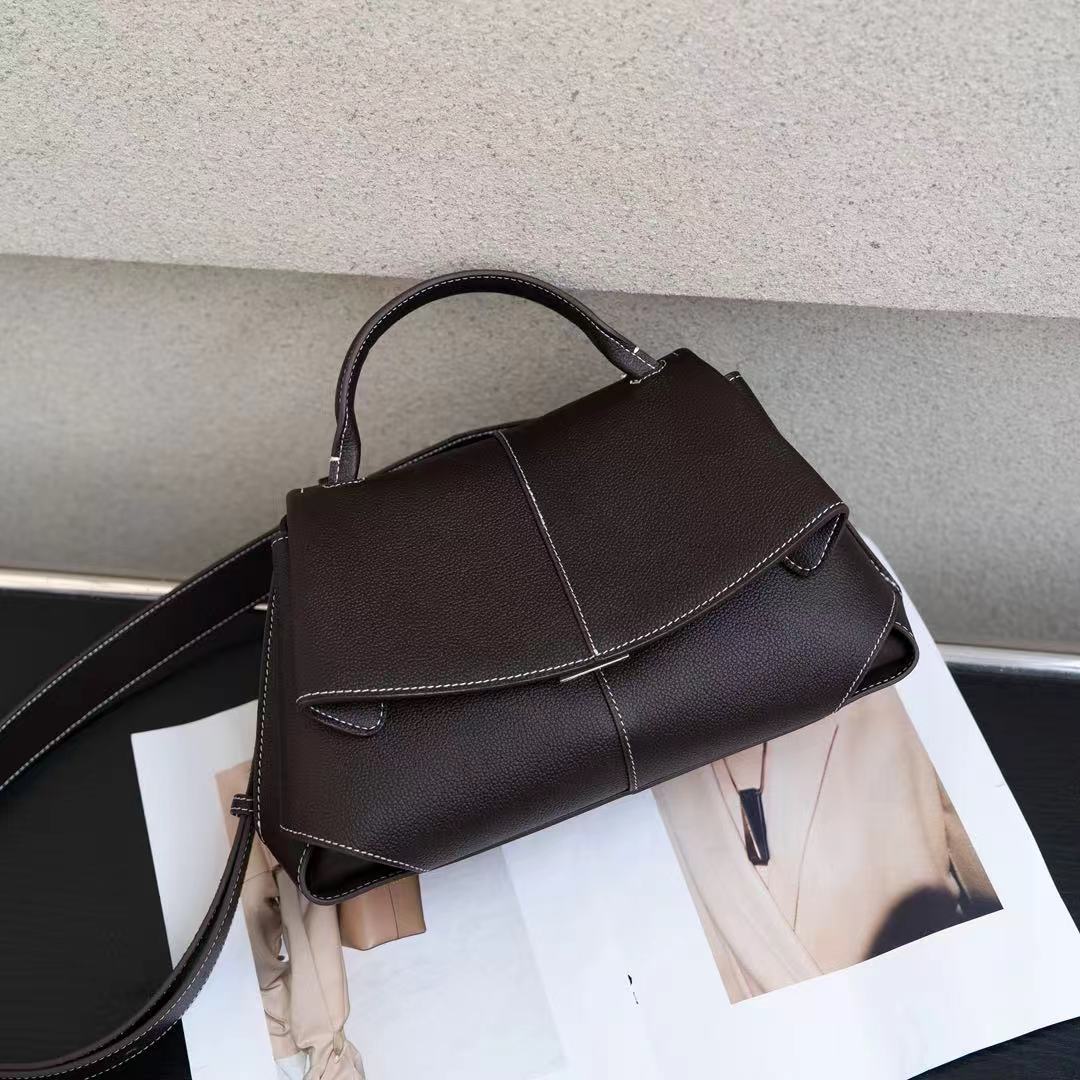 Cross-Border Top Grain Cowhide Smile Bag - Minimalist Commuter Luxury French Elegant Handbag, Large Capacity Shoulder & Crossbody Bag - Thumbnail 6