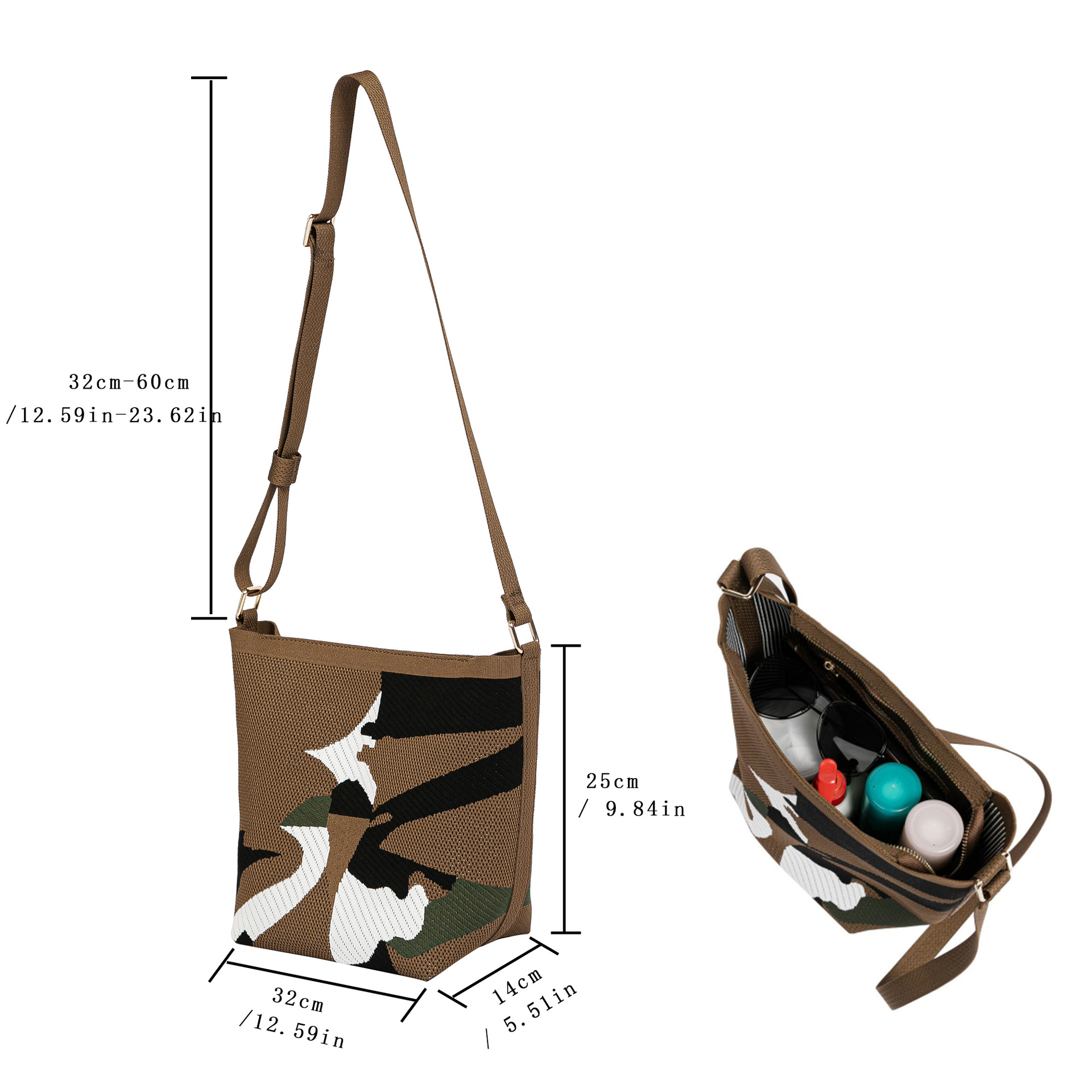 Nordic Style Niche Camouflage National Style Knitted Shoulder Crossbody Bag For Women, Large Capacity Casual Handbag - Thumbnail 5