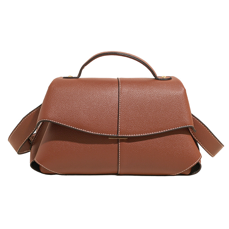 外贸跨境微笑包法式高级感小众波士顿时尚褶皱手提包单肩斜挎女包 - Thumbnail 9