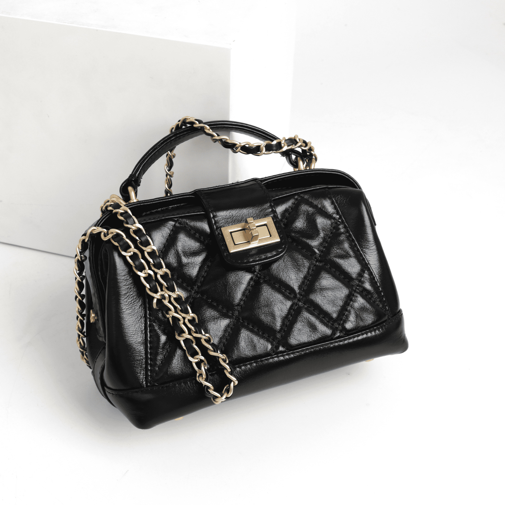 Cowhide French Niche Quilted Chain Bag For Women, Fashionable Handbag, Commuter Shoulder And Crossbody Small Bag - Thumbnail 7