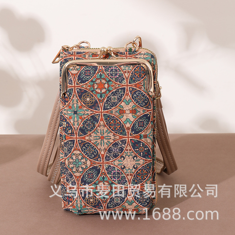 Cross-Border Ethnic Bark Women's Crossbody Bag, Guochao Cork Bohemian Style Nordic Vintage Small Bag Best Seller - Thumbnail 6