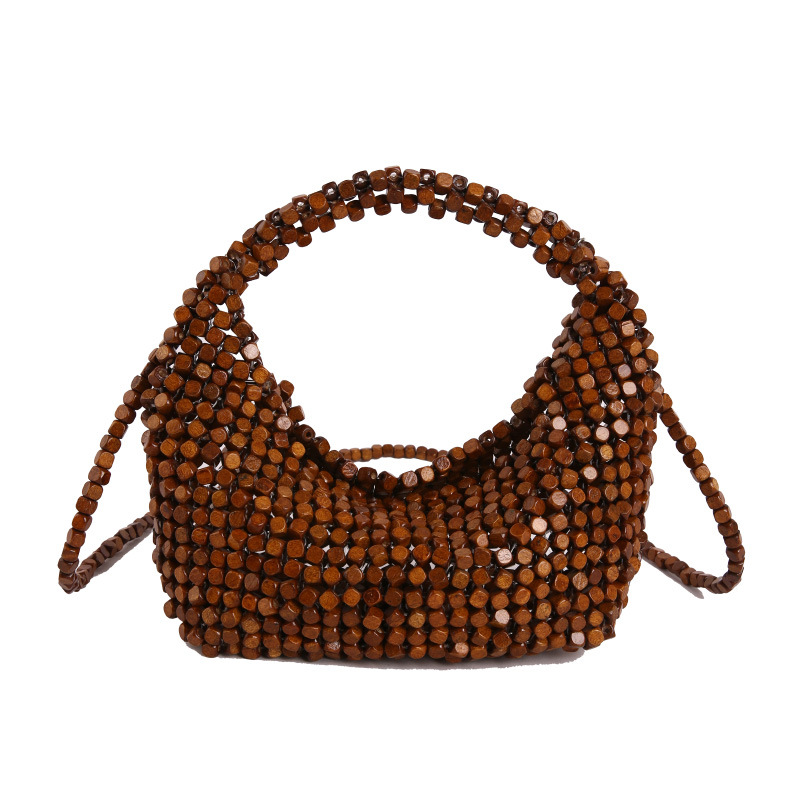 Cross-Border Niche Summer Woven Bag For Women New French Style Hobo Bag Luxury Beaded Dumpling Crossbody Handbag - Thumbnail 7