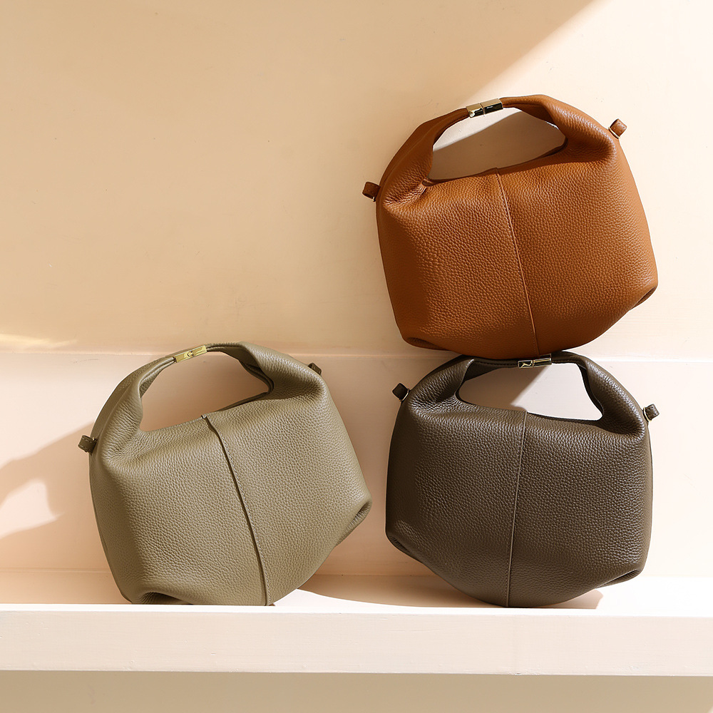 法式小众真皮女包新款荔枝纹包包牛皮高级感手提包时尚通勤便当包 - Thumbnail 3