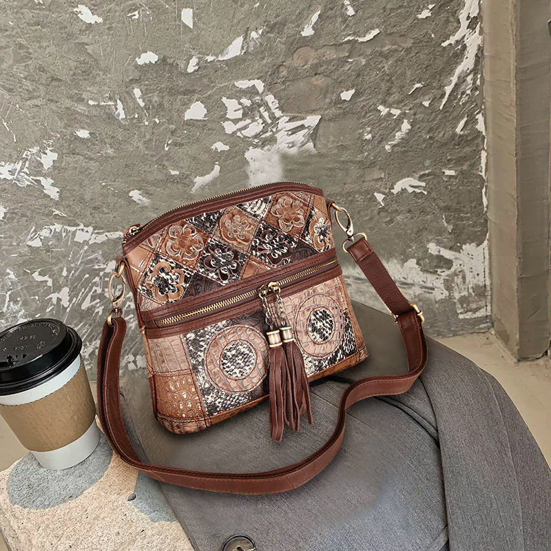 包包女斜挎小挎包小众法式温柔高颜值国风百搭真皮单肩包绣花包 - Thumbnail 6