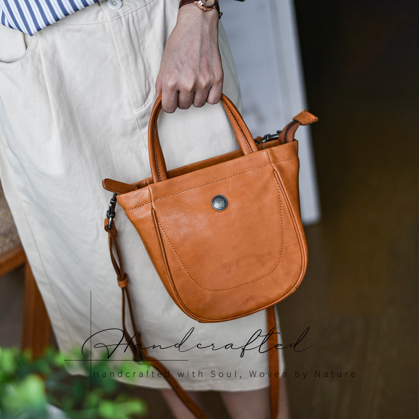 Original Niche Design Genuine Leather Crossbody Bucket Bag For Women, Vintage Soft Cowhide Handbag, French Style Fashion Bag