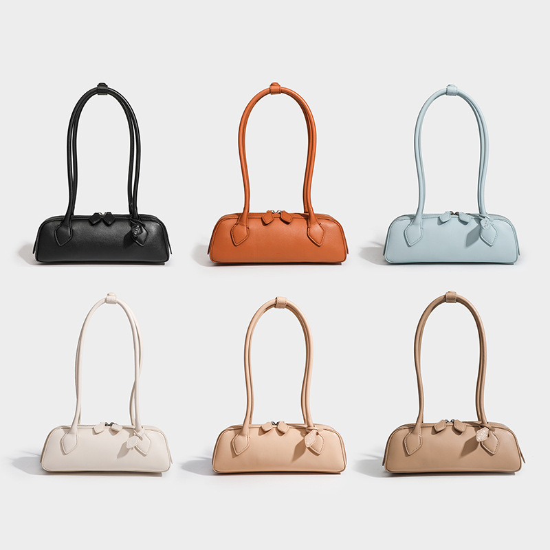 Amazon Best-Selling Baguette Bag Genuine Leather Sausage Bag French Niche Retro Underarm Women's Handbag Shoulder Crossbody Bag - Thumbnail 4
