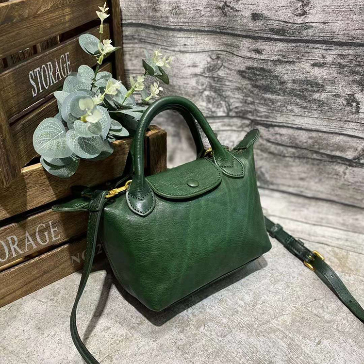 French Niche Vegetable-Tanned Leather Flap Dumpling Bag 2023 New Genuine Leather Women's Handbag Shoulder Crossbody Bag - Thumbnail 8