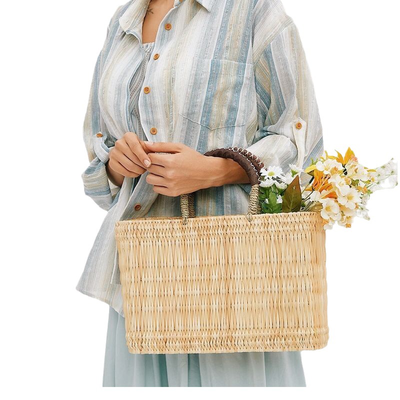 New Nordic Hand-Woven Straw Bag, Handmade Beach Bag, Rattan Handbag, French Style Artistic Vacation Bag - Thumbnail 5