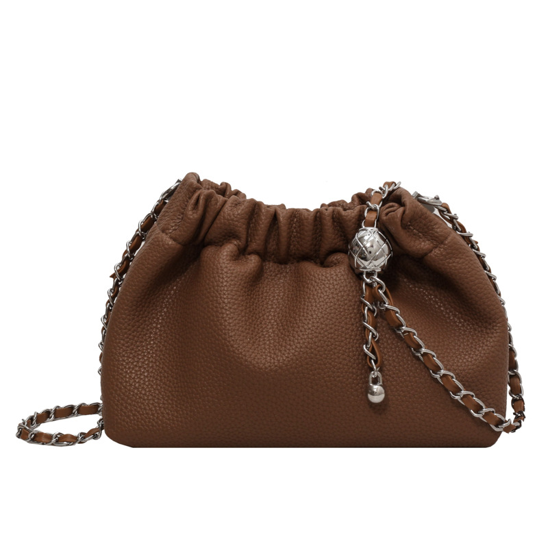 French Niche Pleated Underarm Bag For Women 2023 New Fashion Chain Crossbody Bag Summer Trendy Bucket Bag - Thumbnail 8
