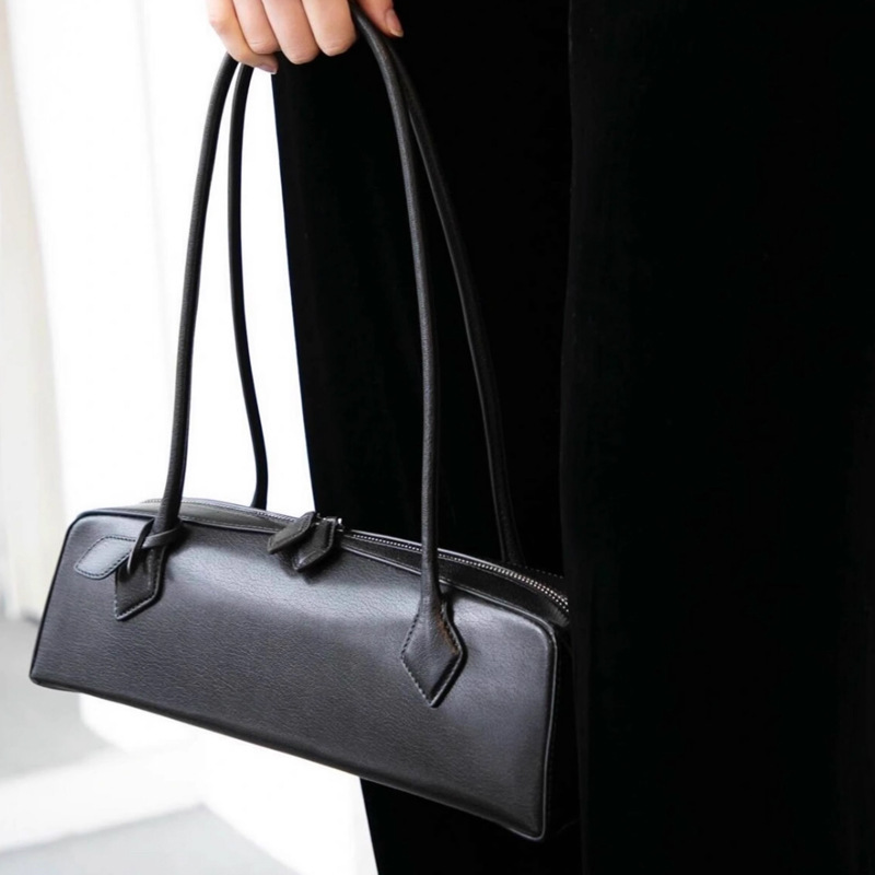 Amazon Best-Selling Baguette Bag Genuine Leather Sausage Bag French Niche Retro Underarm Women's Handbag Shoulder Crossbody Bag