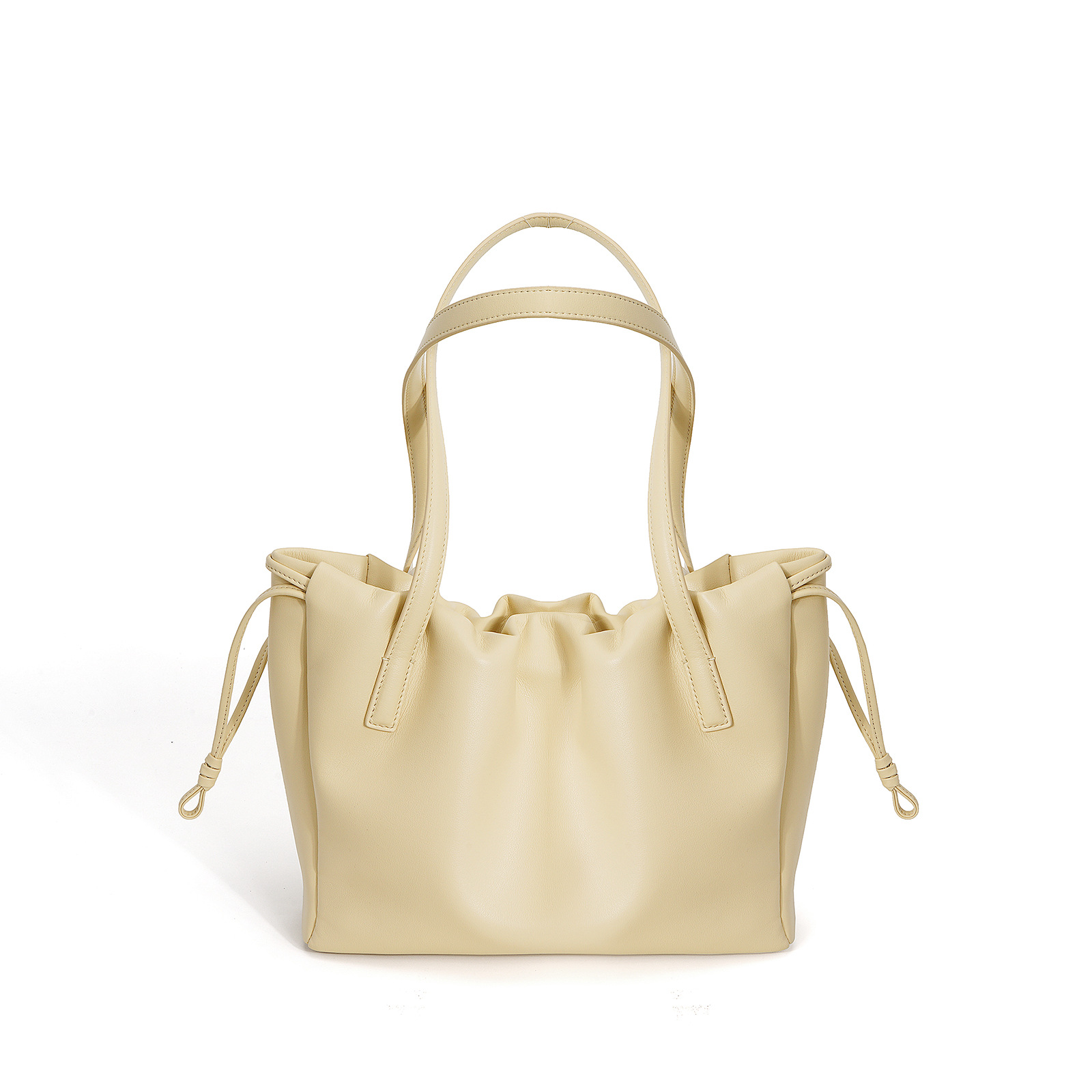 2026 New Tote Bag Cowhide Leather French Ruched Underarm Bag Spring Summer Shoulder Genuine Leather Women's Commuter Bag - Thumbnail 8