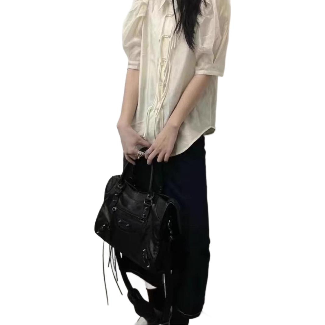 小众设计法式时尚铆钉机车包ABG辣妹高级大容量单肩斜挎手提包 - Thumbnail 5