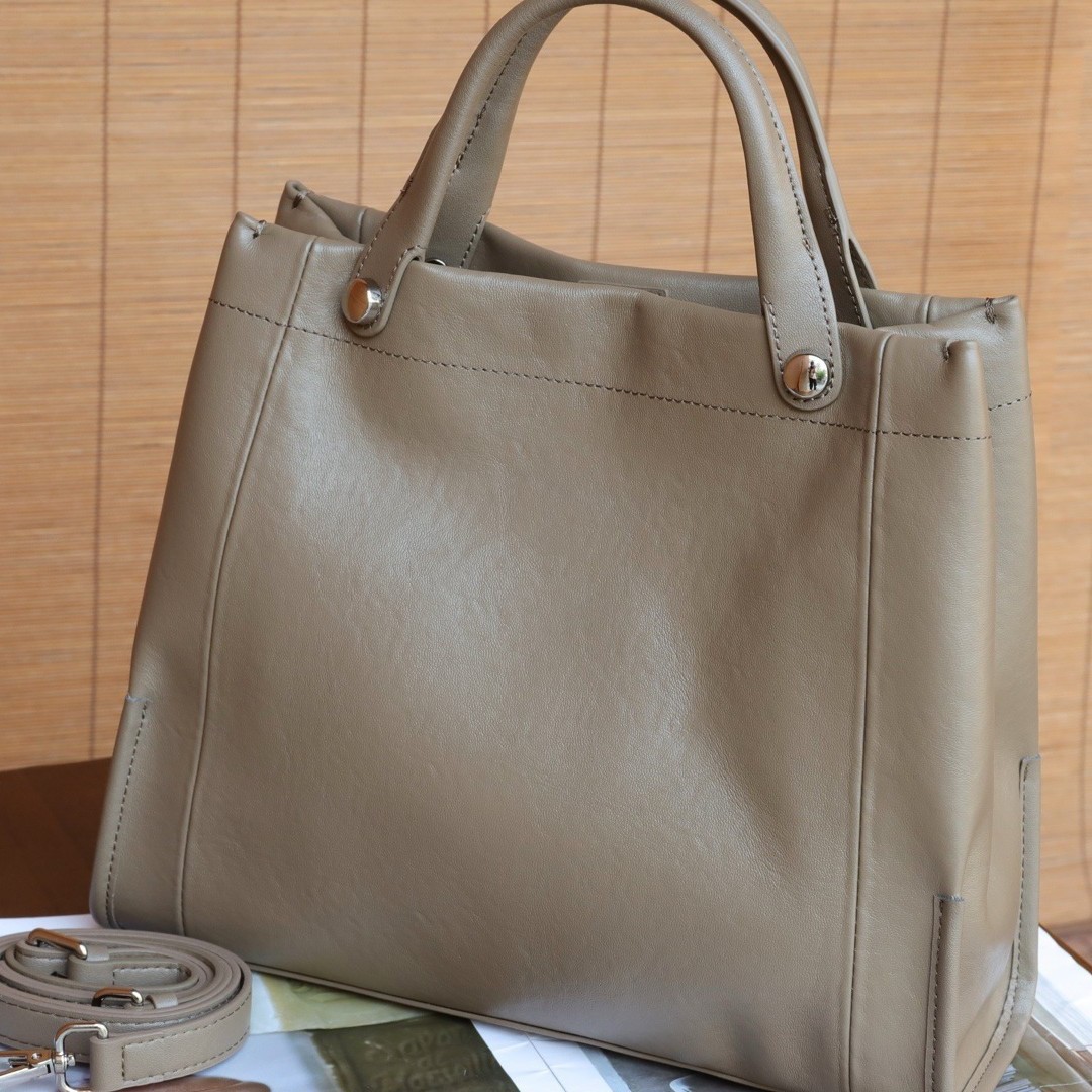 2025 Autumn/Winter New French Fashion Genuine Leather Tote Bag Large Capacity Shoulder Handbag For Women Solid Color - Thumbnail 6