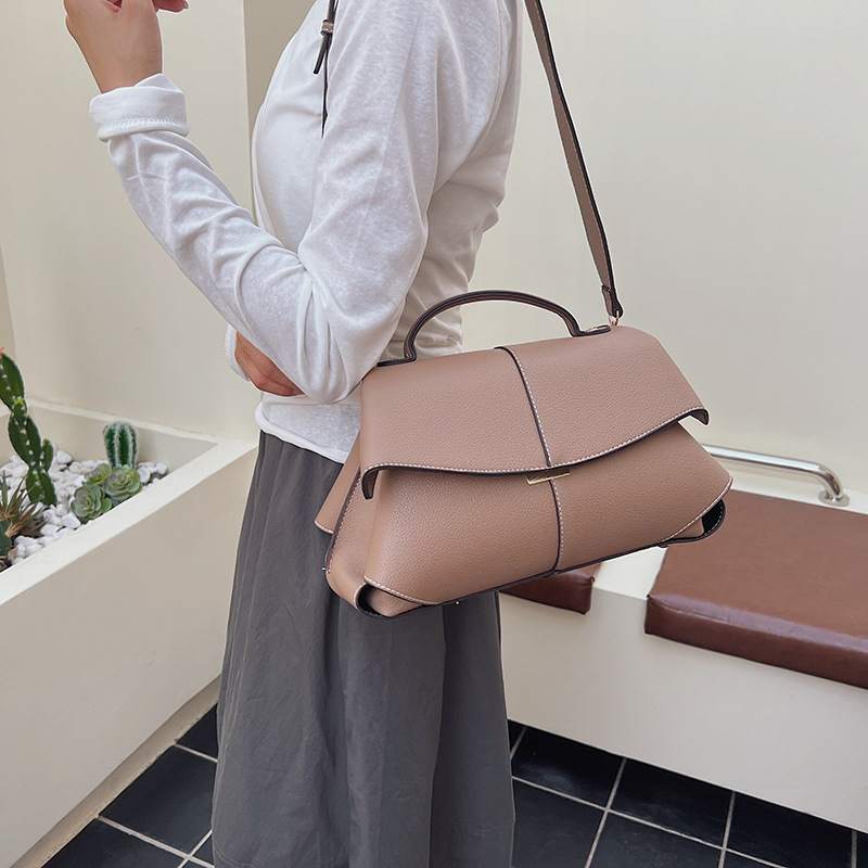 外贸跨境微笑包法式高级感小众波士顿时尚褶皱手提包单肩斜挎女包 - Thumbnail 2