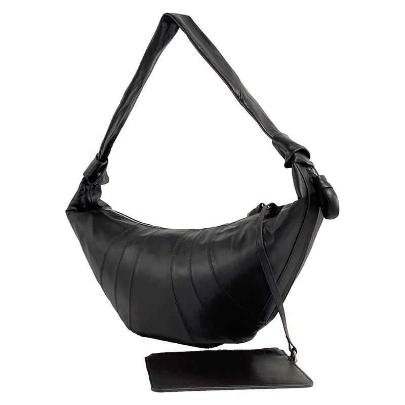 LE Genuine Lambskin Large Shoulder Bag Dumpling Crescent Bag Croissant Bag Crossbody Bag for Women French Style Street Fashion - Thumbnail 6