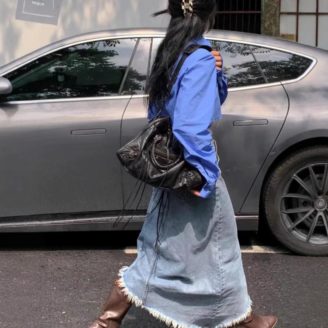 小众设计法式时尚铆钉机车包ABG辣妹高级大容量单肩斜挎手提包 - Thumbnail 3