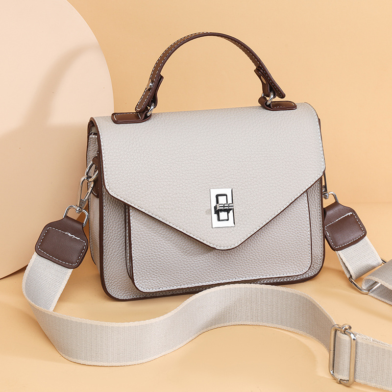 Cross-Border Genuine Leather Elegant Women's Handbag, Versatile New Commuter Messenger Bag, French Style Crossbody Small Square Bag - Thumbnail 3