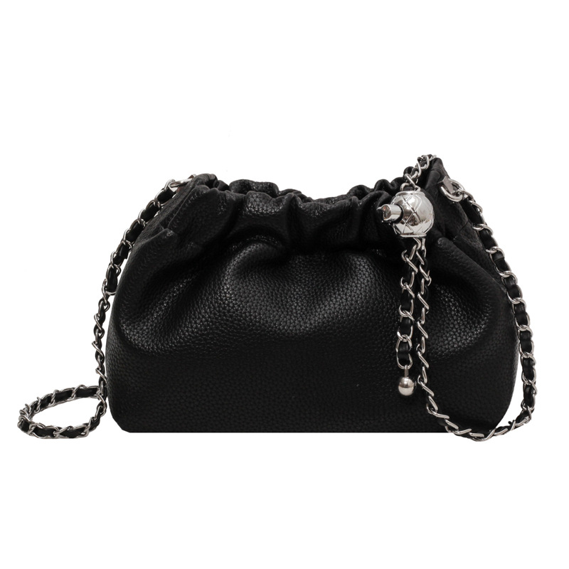 French Niche Pleated Underarm Bag For Women 2023 New Fashion Chain Crossbody Bag Summer Trendy Bucket Bag - Thumbnail 6