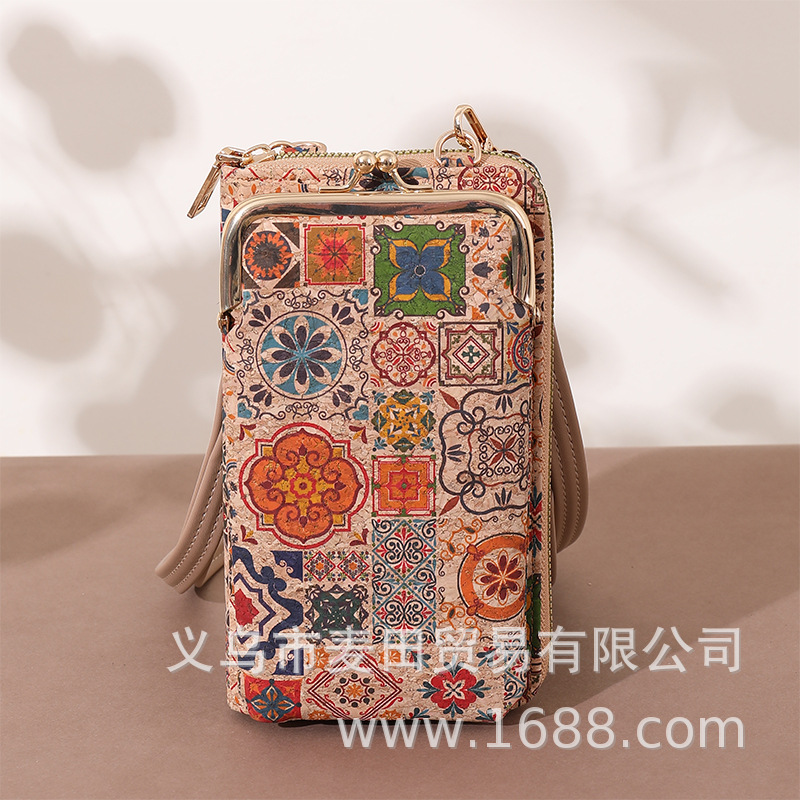 Cross-Border Ethnic Bark Women's Crossbody Bag, Guochao Cork Bohemian Style Nordic Vintage Small Bag Best Seller - Thumbnail 7