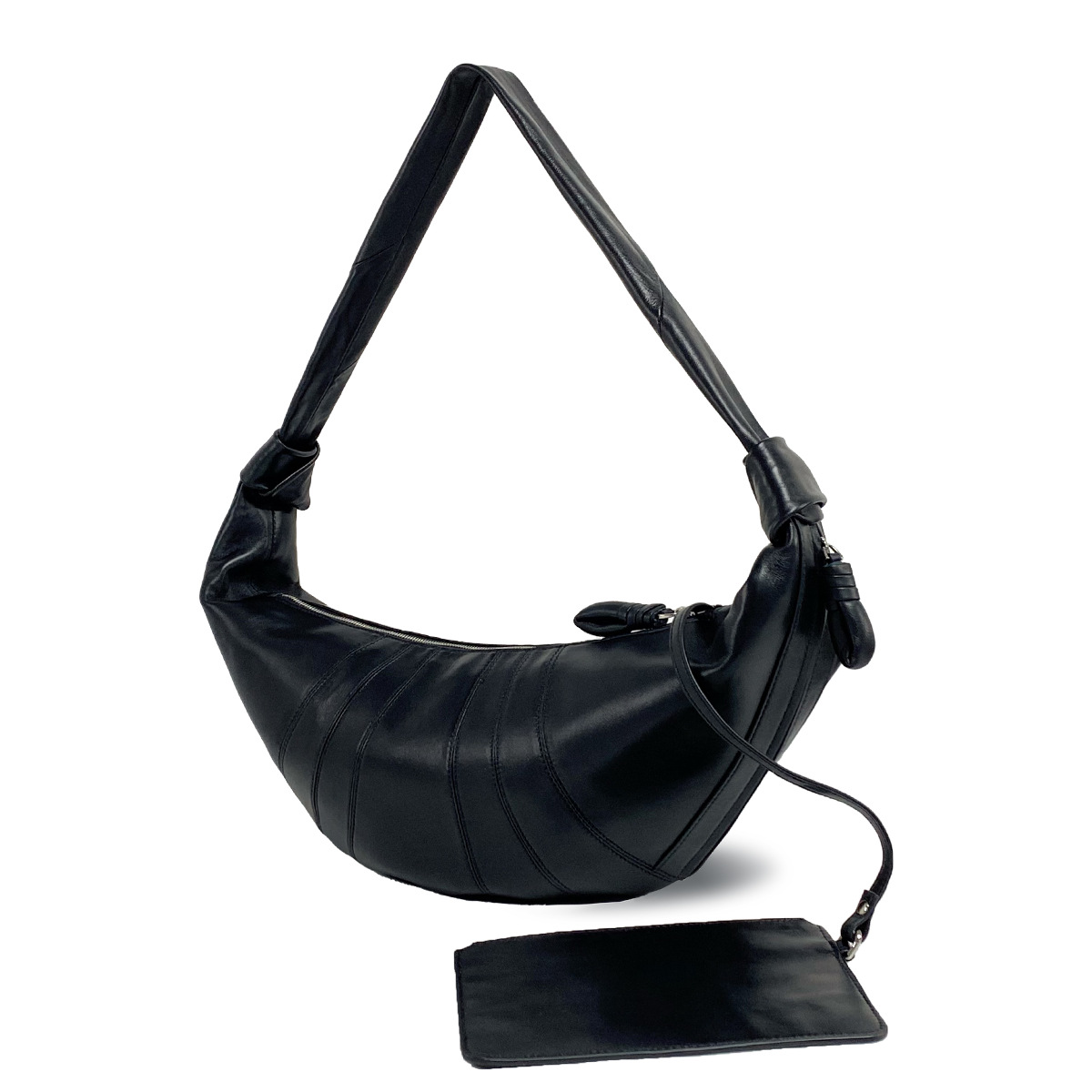LE Genuine Lambskin Large Shoulder Bag Dumpling Crescent Bag Croissant Bag Crossbody Bag for Women French Style Street Fashion - Thumbnail 5