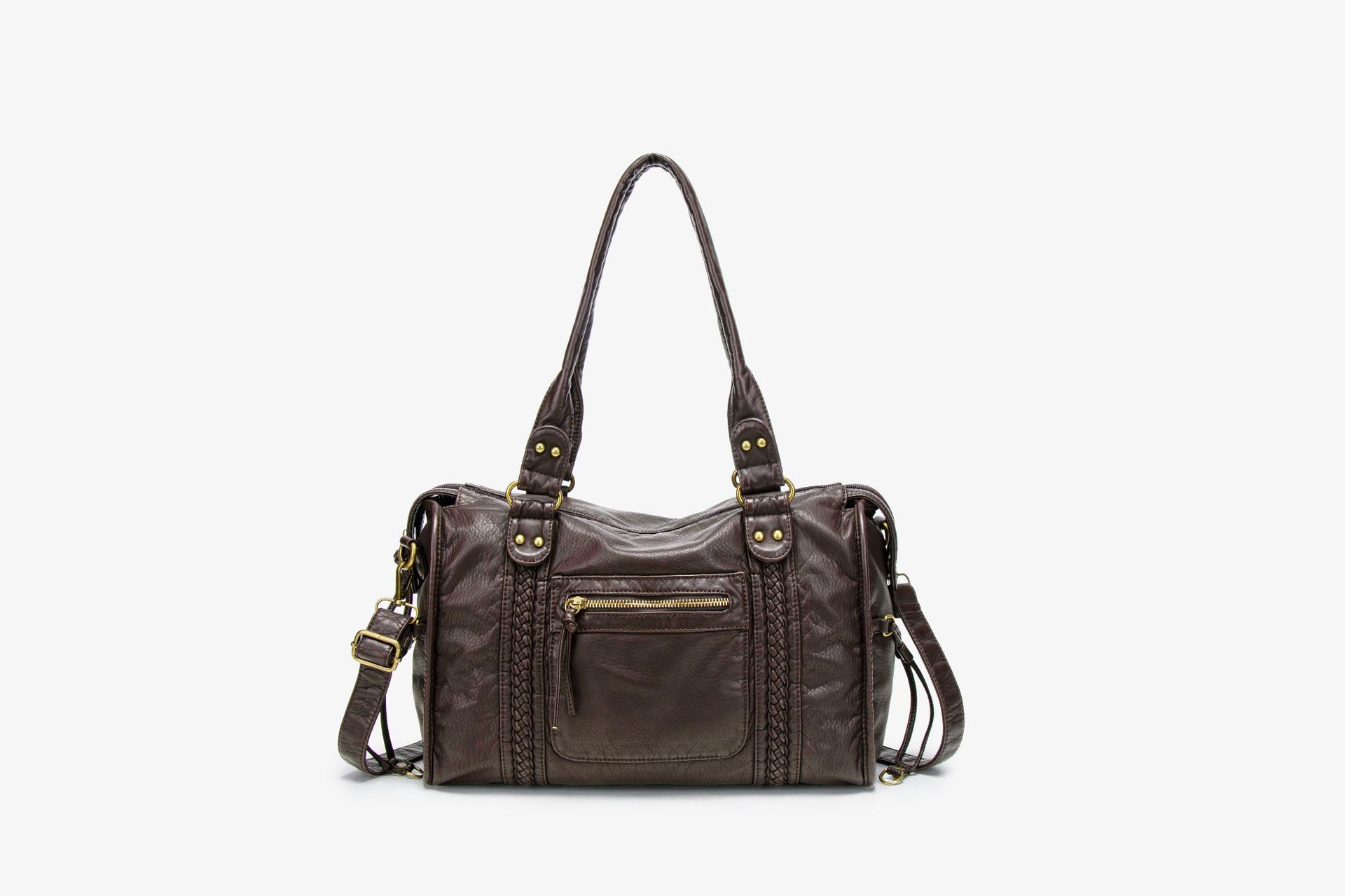 Hot Selling French Vintage Motorcycle Bag, Shoulder Crossbody Tote Bag, Large Capacity Women's Washed Leather Bag - Thumbnail 6