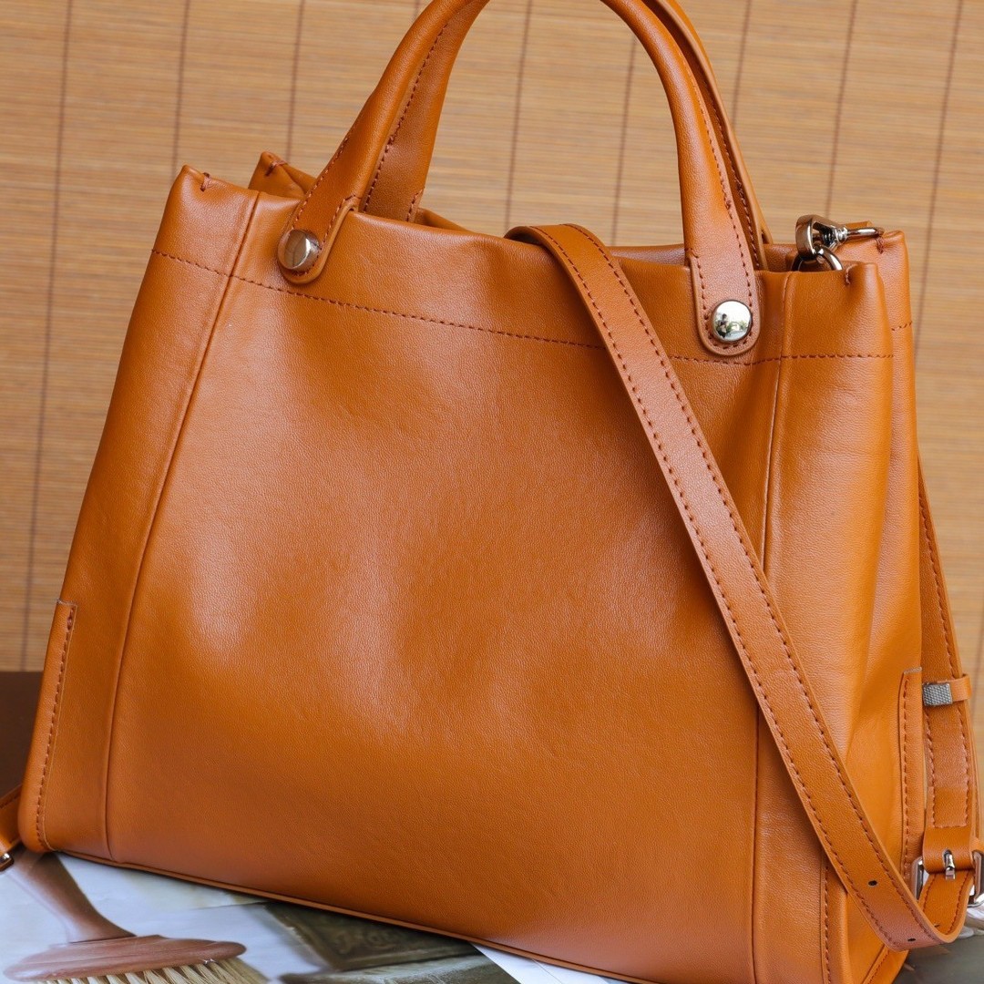 2025 Autumn/Winter New French Fashion Genuine Leather Tote Bag Large Capacity Shoulder Handbag For Women Solid Color - Thumbnail 4