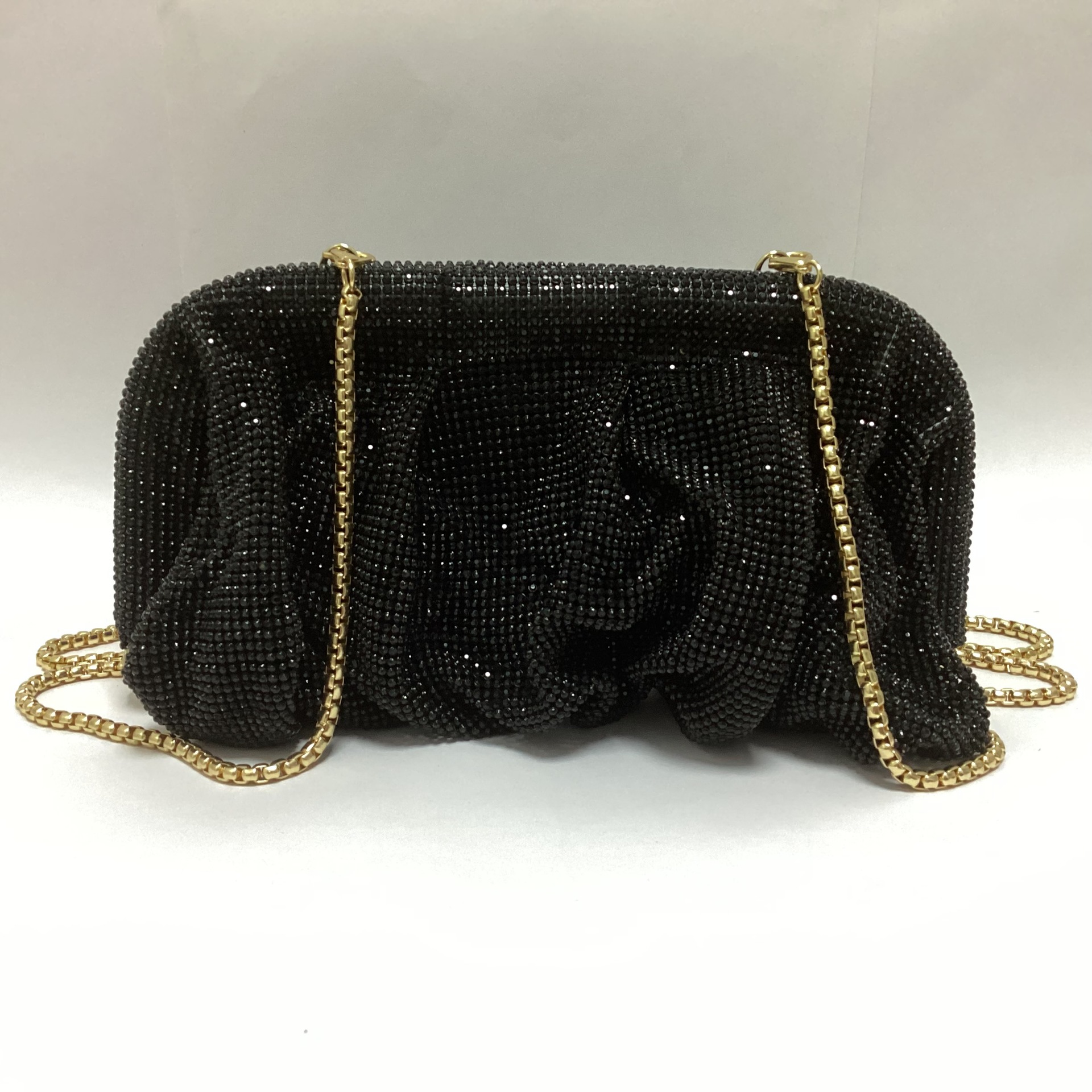 French Style Rhinestone Sparkling Diamond Cloud Dumpling Evening Bag Pleated Chain Crossbody Handbag For Women - Thumbnail 8