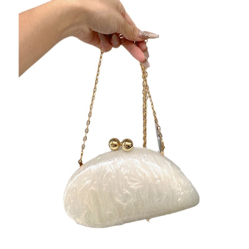 French Style Marble Amber Irregular Acrylic Shell Bag - Banquet Box Phone Mini Square Bag, Handheld & Crossbody - Thumbnail 5