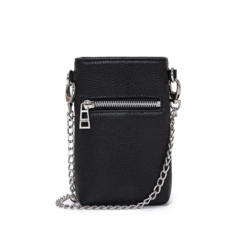 ZV French Style Phone Bag - Classic Wing Rhinestone, Textured Lychee Grain, Bucket Shape Chain Shoulder Crossbody Small Bag - Thumbnail 4